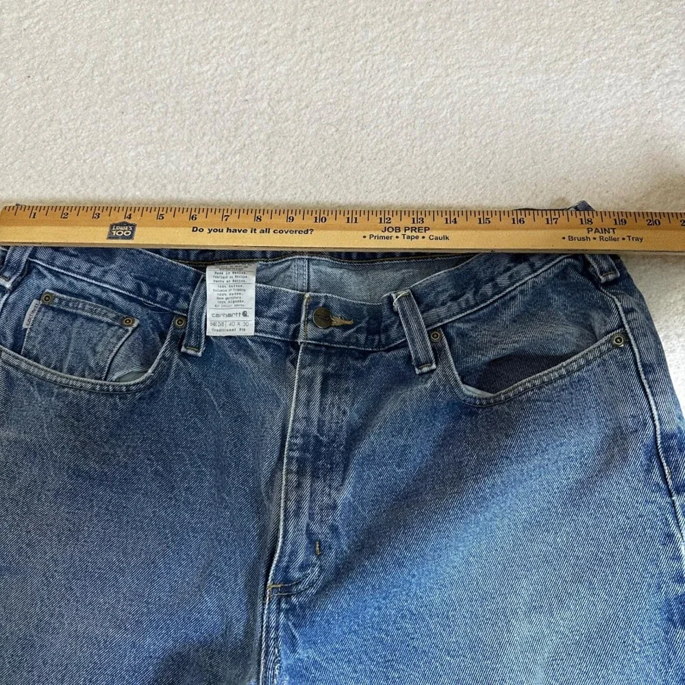 Carhartt B480 DVB Traditional Fit Mens Blue Denim Jeans Streetwear‎ 40x30 FLAWED